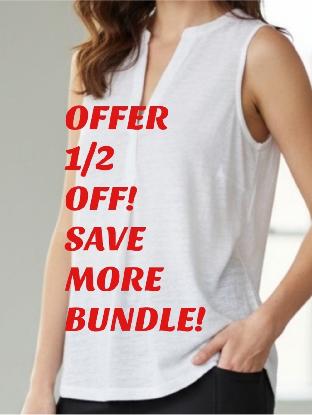 Gap Burnout Linen Sleeveless Henley Top